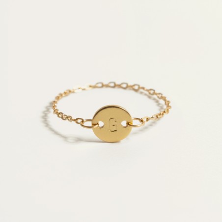 Bague personnalisée pampille 8mm – Initiale gravée