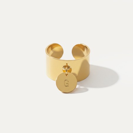 Bague personnalisée pampille 10mm – Initiale gravée